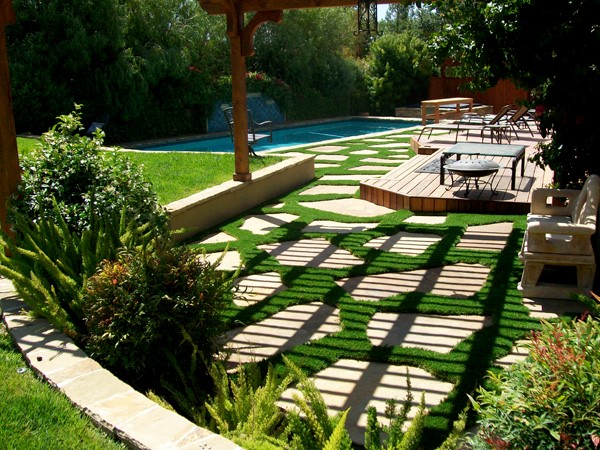 Synthetic Grass installation in a backyard in Fresno, California
