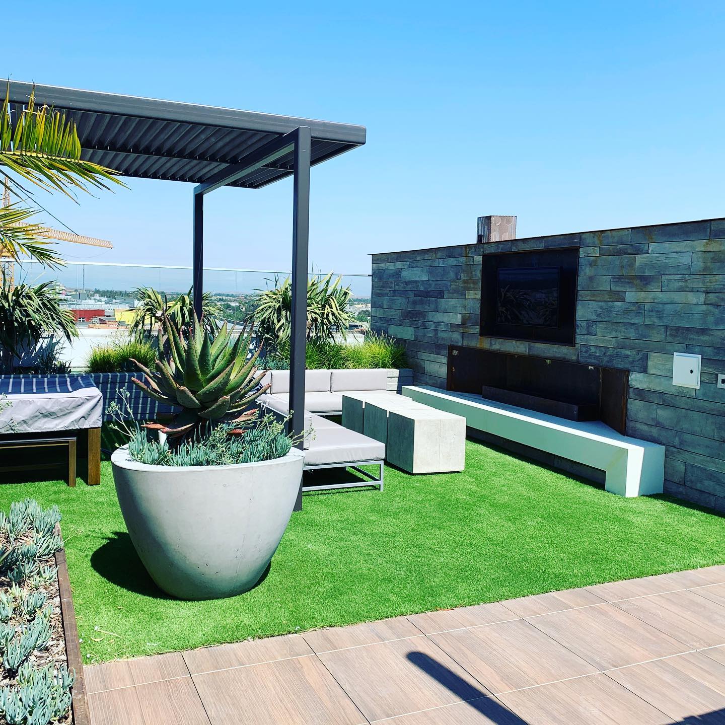 Artificial grass rooftop installation from SYNLawn