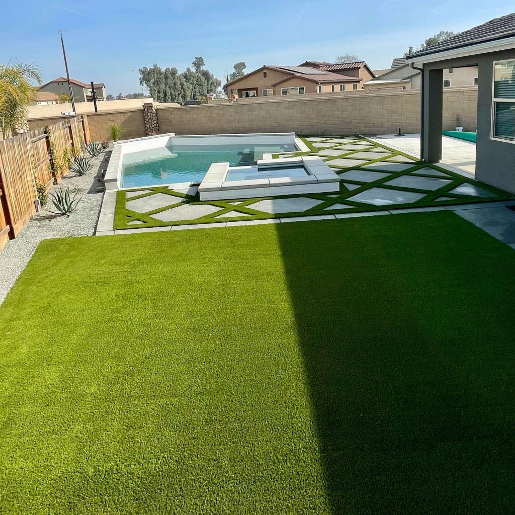 Artificial grass patio installed by SYNLawn