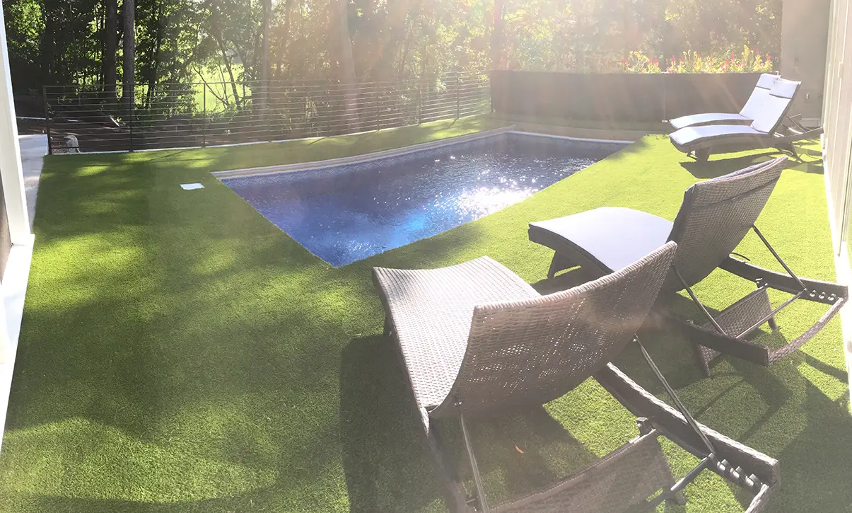 California artificial grass backyard pool area from SYNLawn